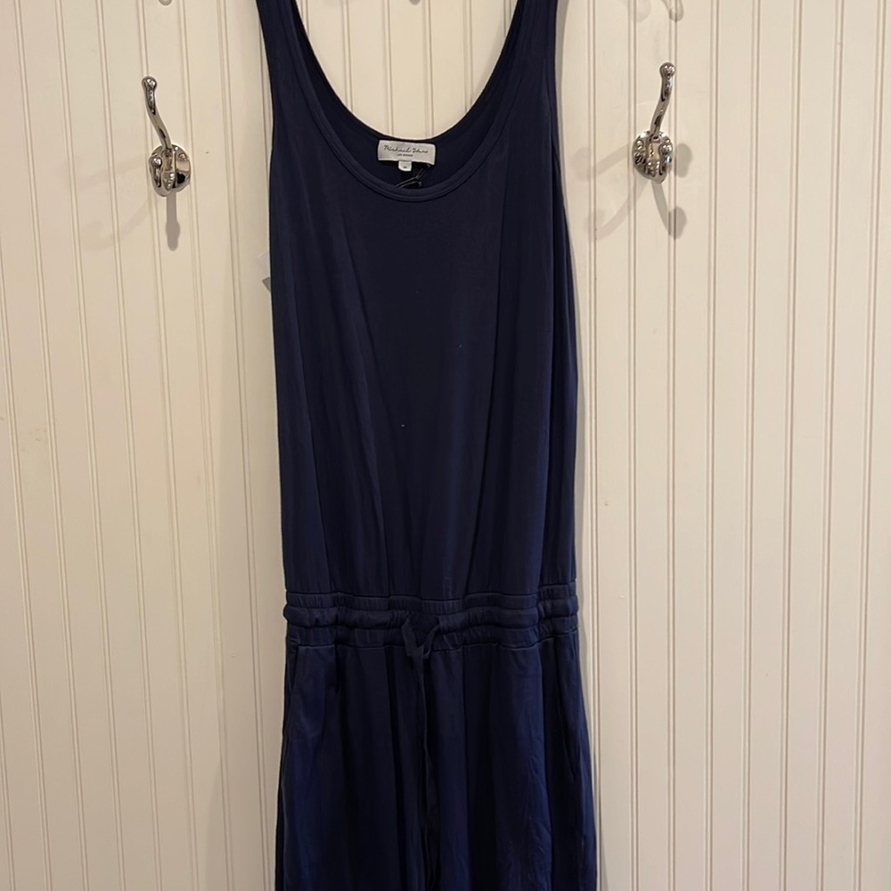 NWT Michael Stars Theo Tank Jumpsuit Admiral Blue Cotton Modal Size Medium!